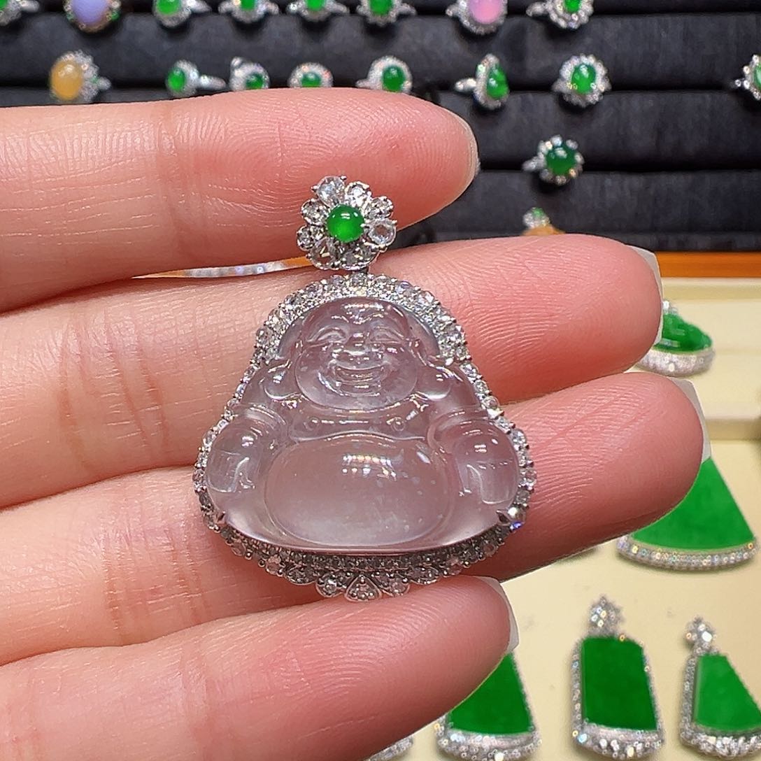 翡翠颈饰18K金镶嵌吊坠