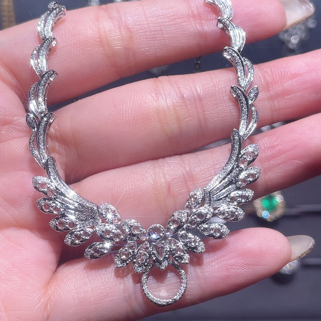 钻石套链18K金镶嵌不***哦天使之翼万能链