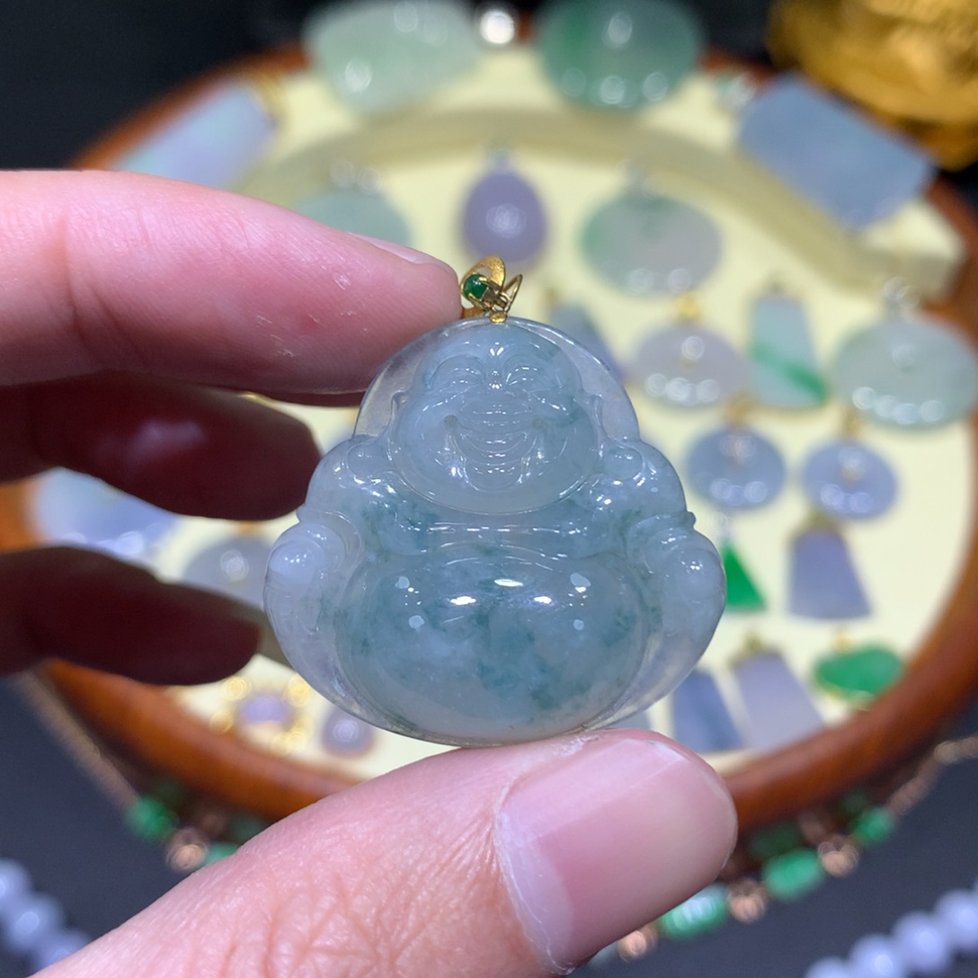 翡翠吊坠(不含链)18K金镶嵌