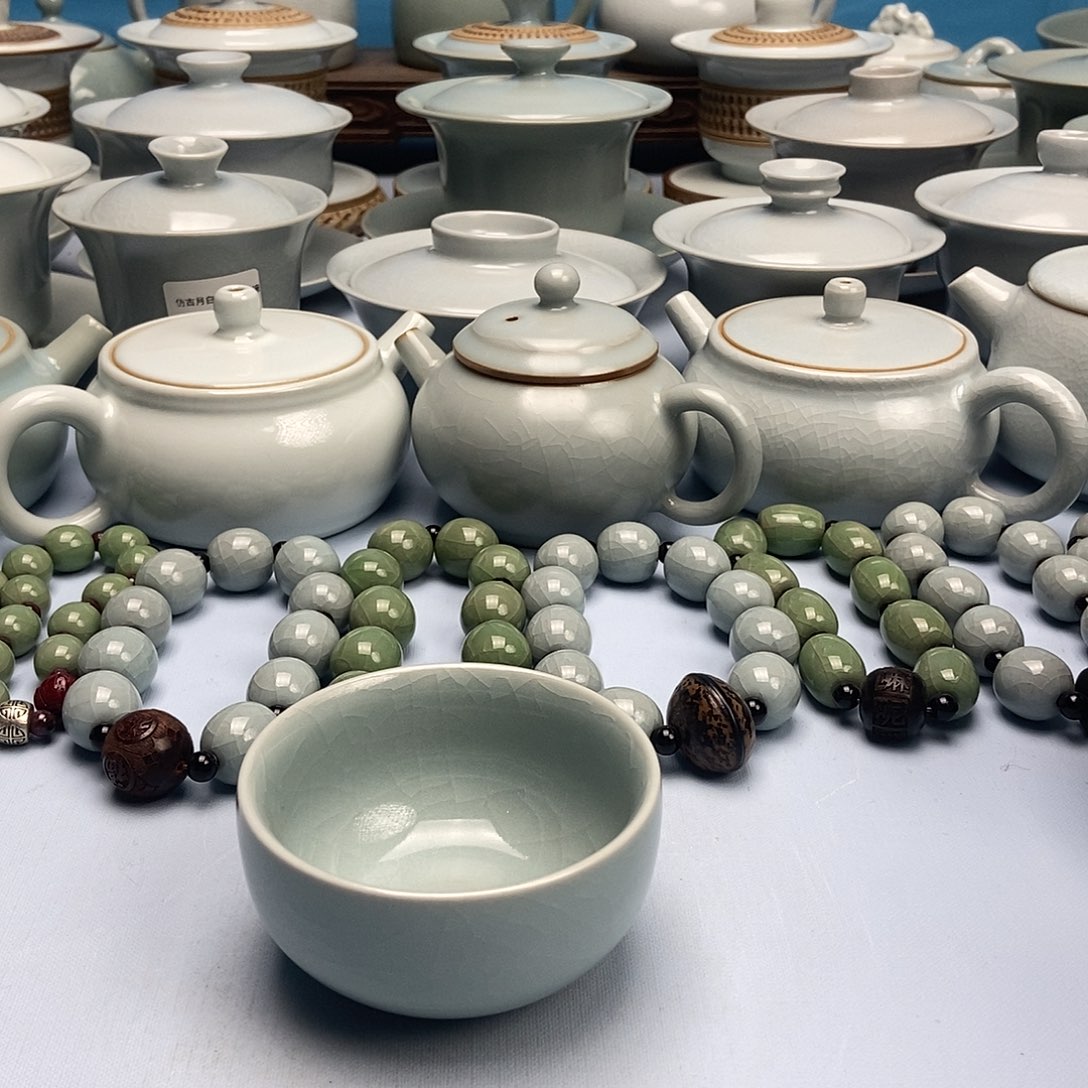 杯天青微蓝釉罗汗杯原矿原釉原产地