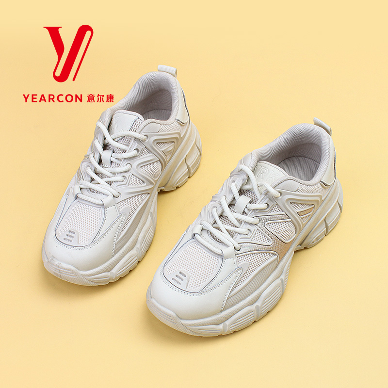 意尔康春季新款女鞋老爹鞋厚底运动休闲网面鞋舒适轻便01855Y