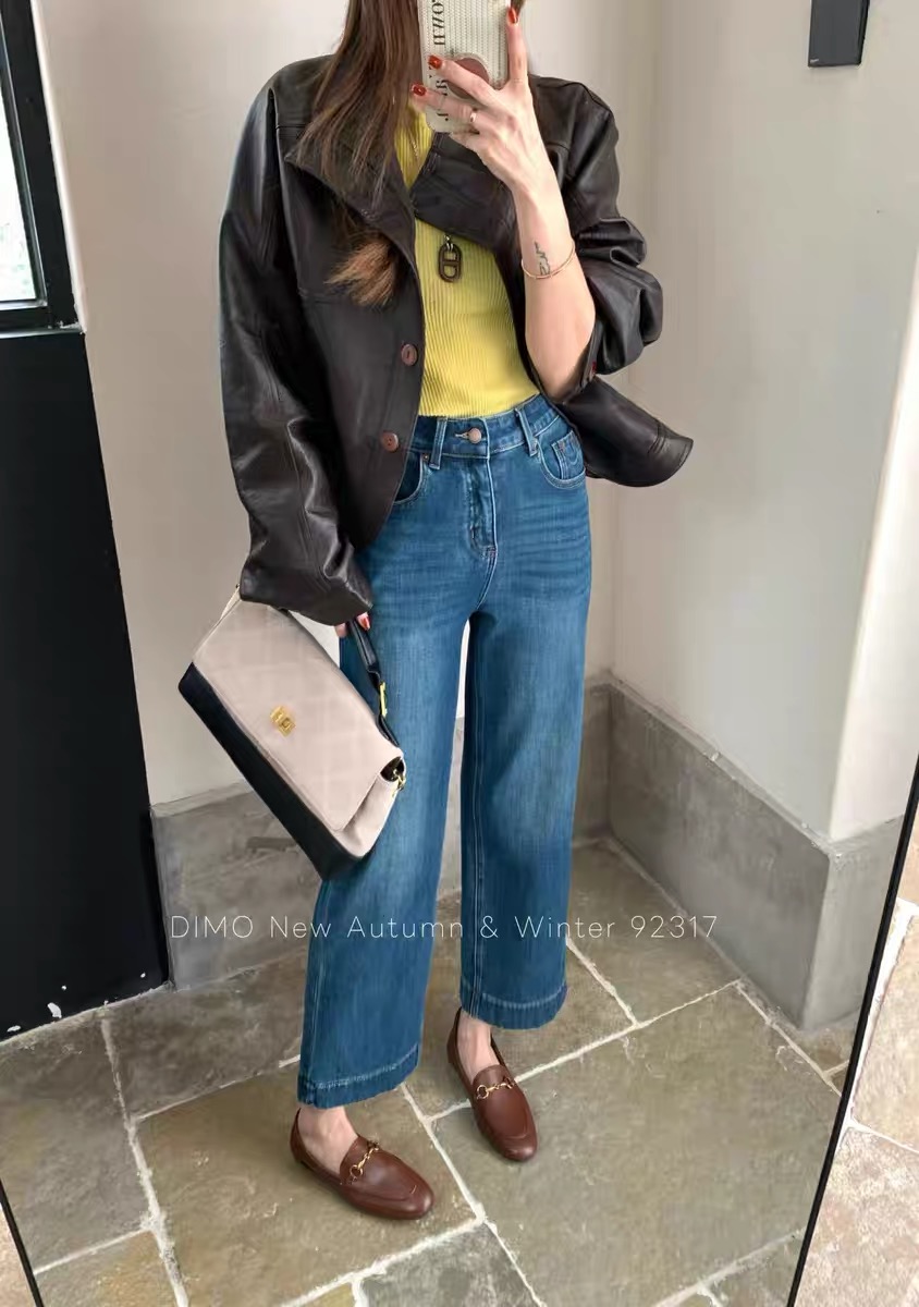 【92317】 dimo家 秋款【小个子】九分四面弹直筒裤牛仔