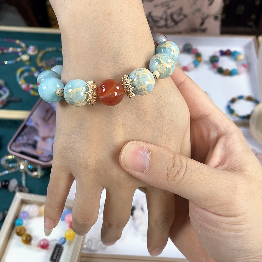 水晶手链银S925镀金镶嵌