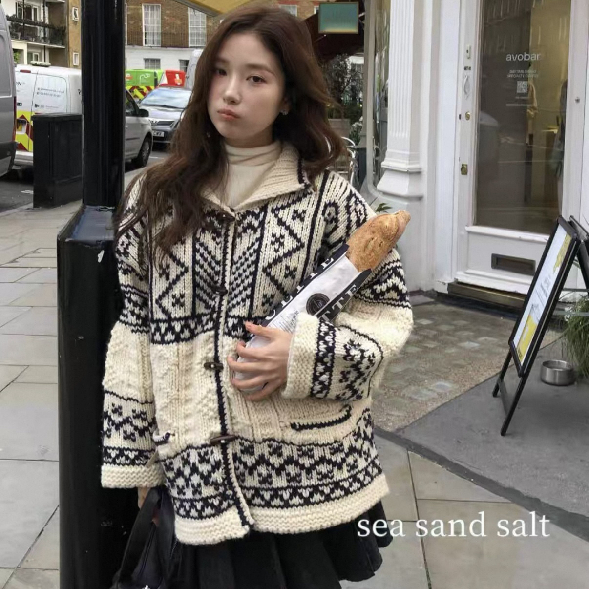 海盐家大版时尚氛围感费尔岛毛衣外套