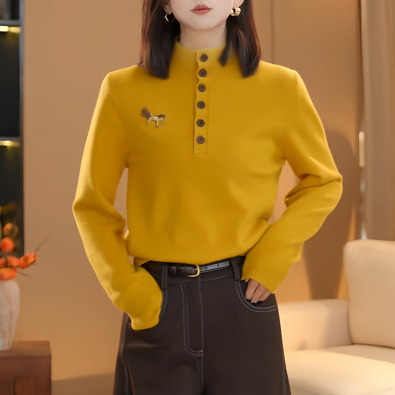 舒适立领韩系松弛风针织衫2025秋冬季新款日常出街随性舒适自在