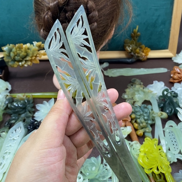 蛇纹石玉发饰未镶嵌