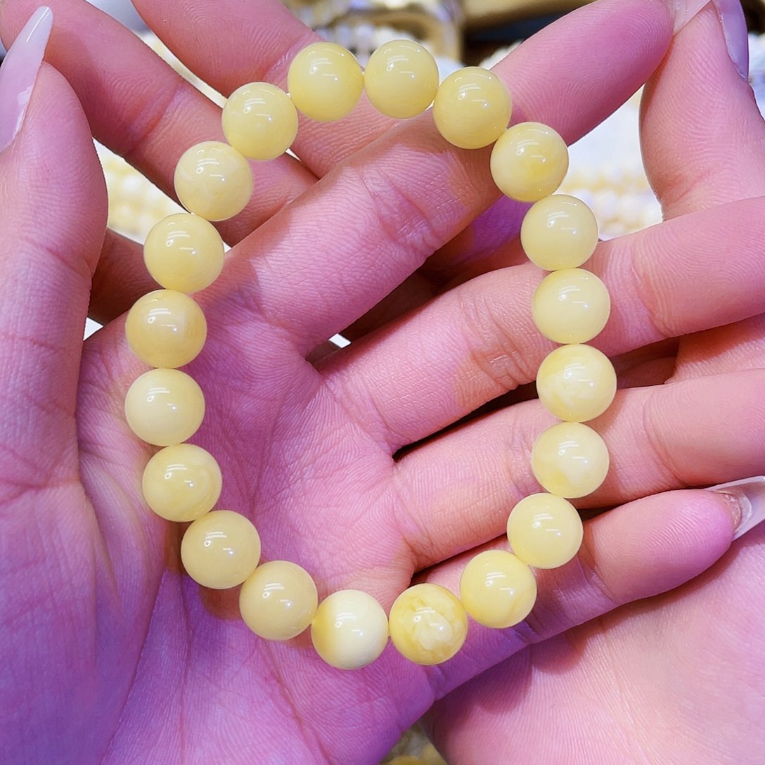 蜜蜡未镶嵌手串10mmm 浓白浓蜡