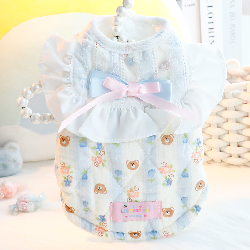 狗狗衣服秋冬装厚款猫咪公主棉纱围兜棉衣牵引小型犬泰迪宠物6852