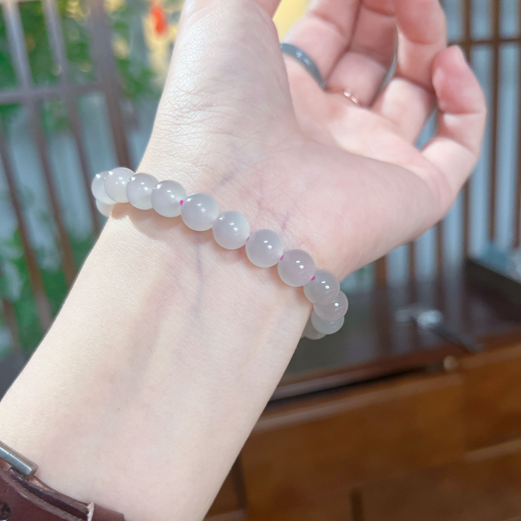 【藕粉手串】天然和田玉卡8mm手串 百搭时尚精美多样性发一