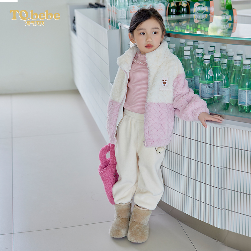 女童洋气小公主裤子宽松一体绒加厚秋冬季休闲裤宝宝外穿加绒裤子