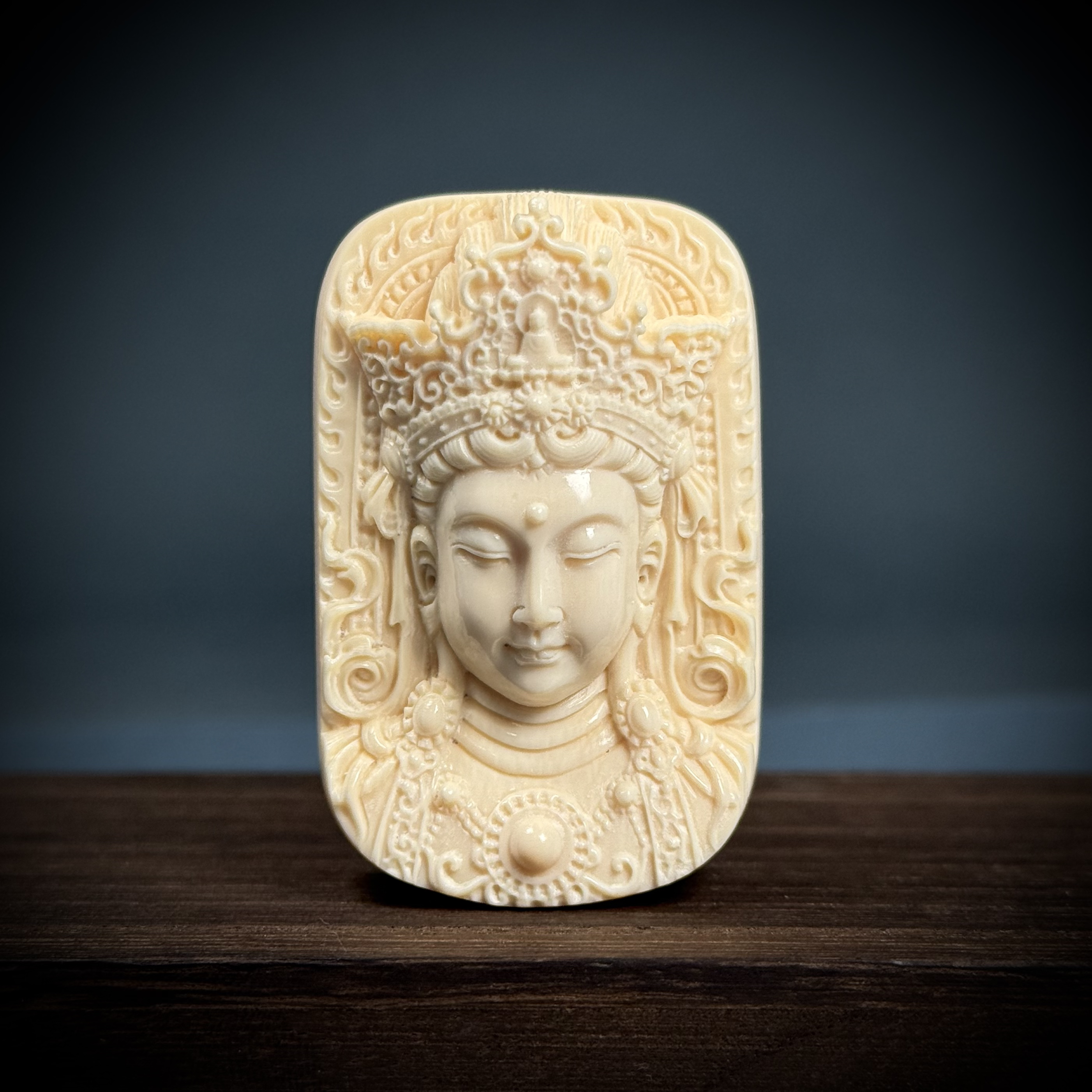 H27-95天然猛犸牙 众宝观音 34.5*53*17.5mm支持复检假一罚十