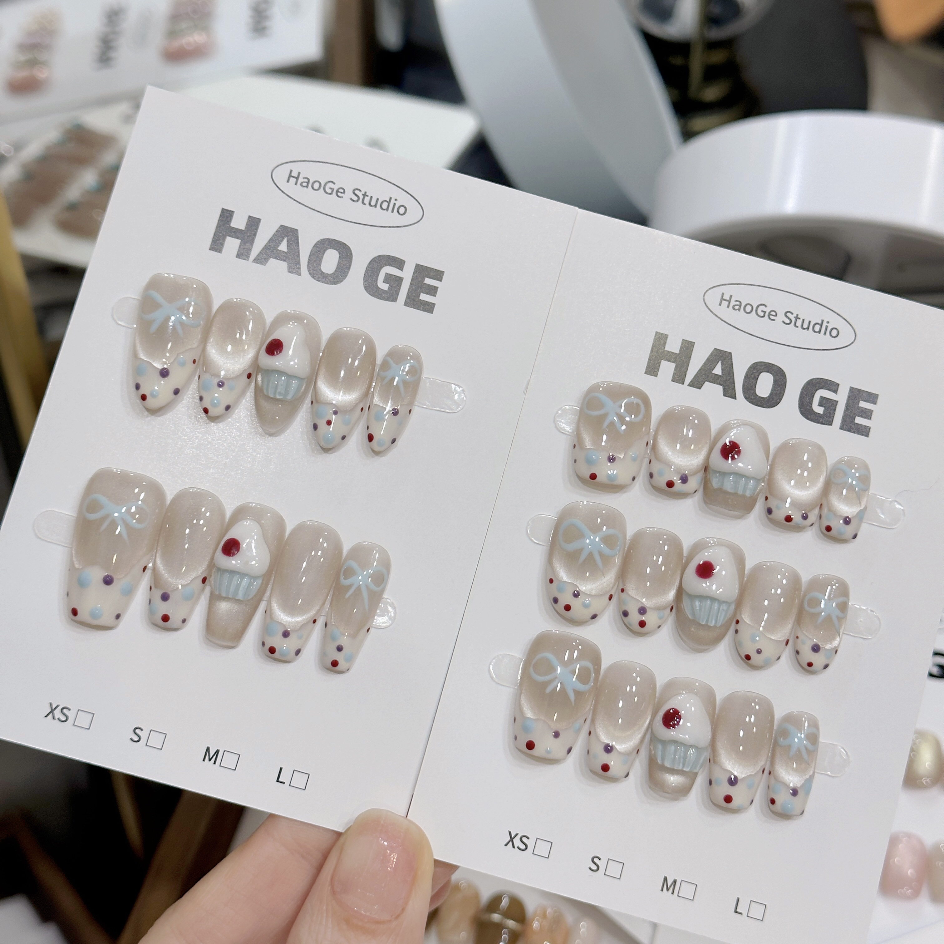 【海盐蛋糕】纯手工显白清新可拆卸短款穿戴甲美甲