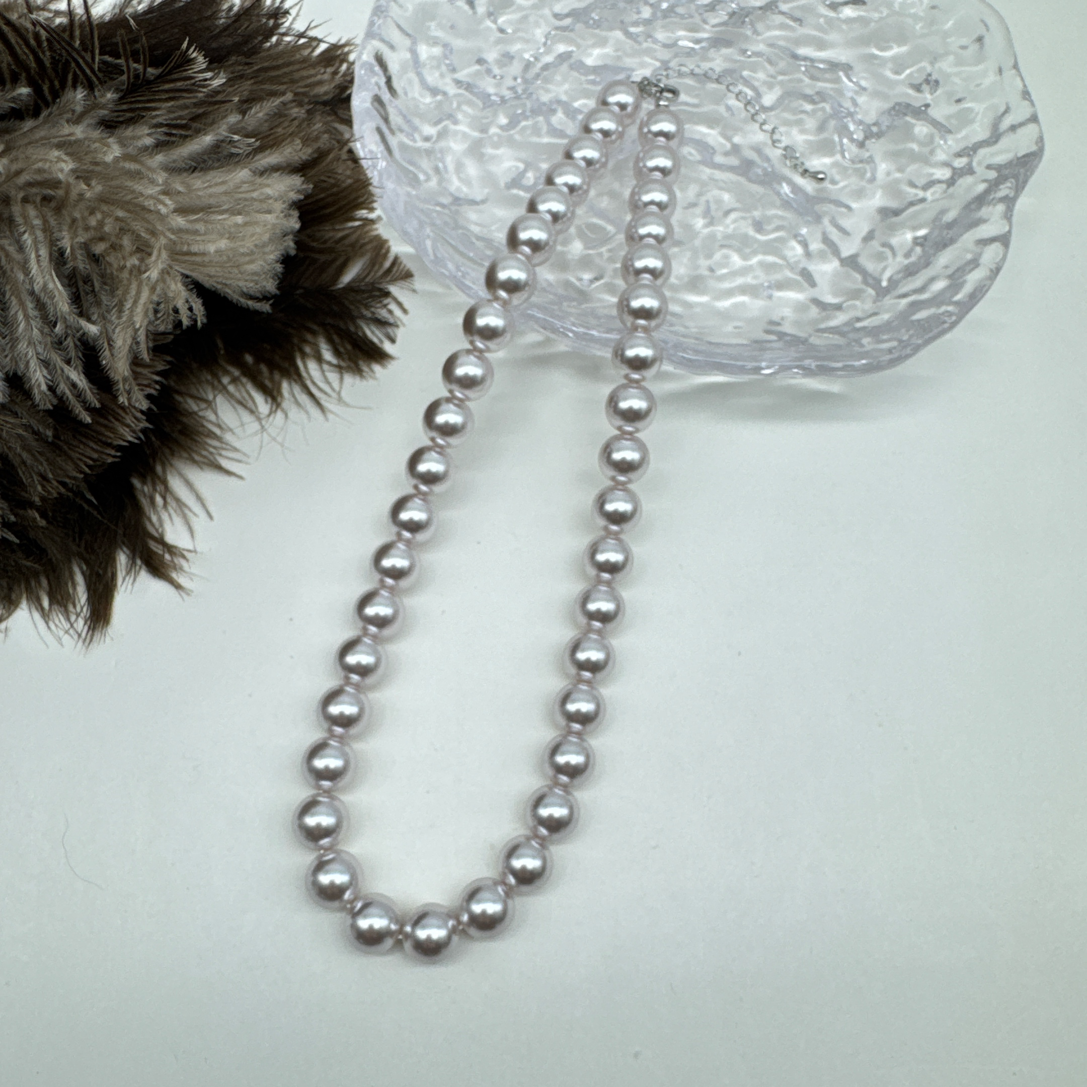 铜合金仿珍珠项链 03145 曼塔玫瑰紫串珠项链-10mm左右 长40+6cm