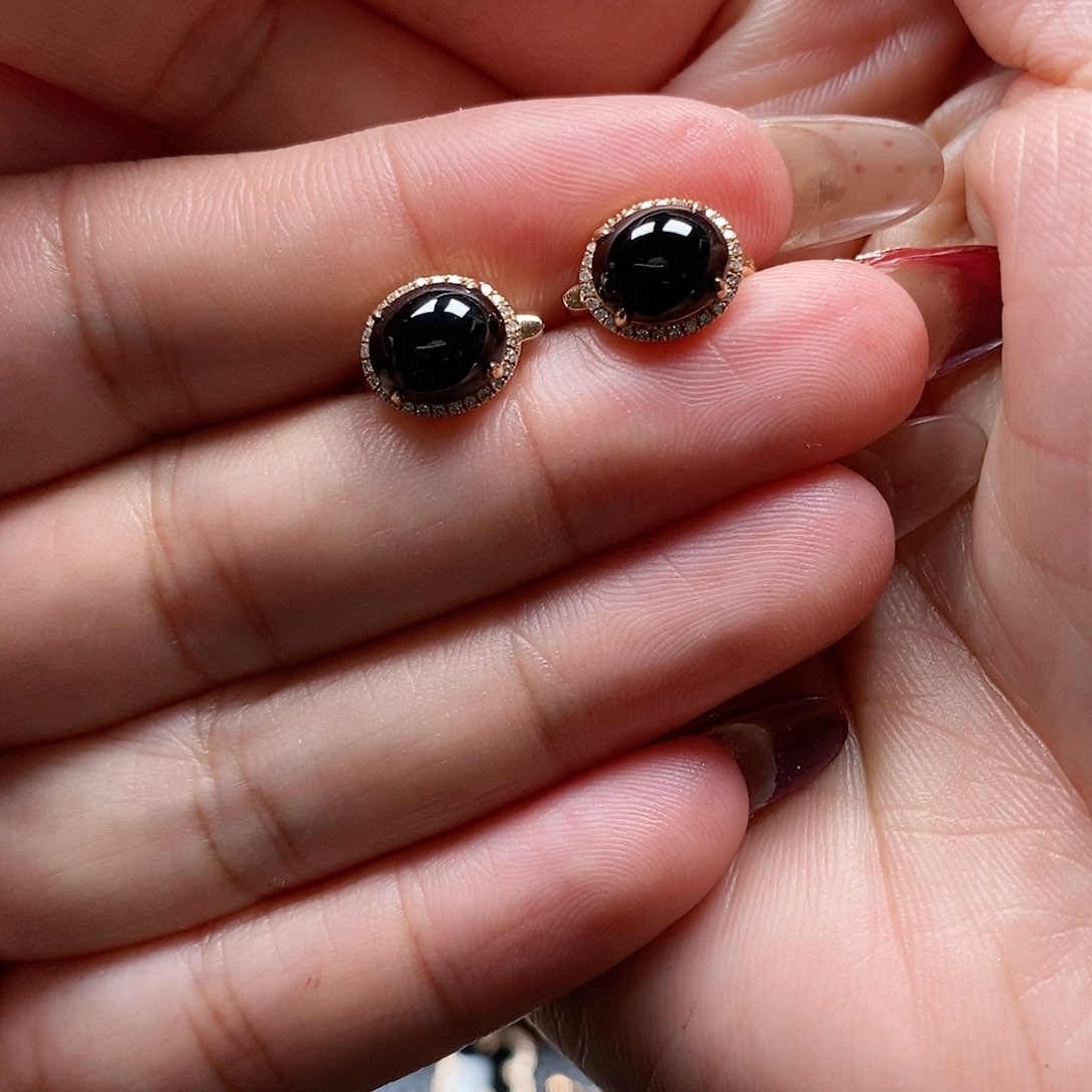 翡翠耳饰18K金镶嵌农*主