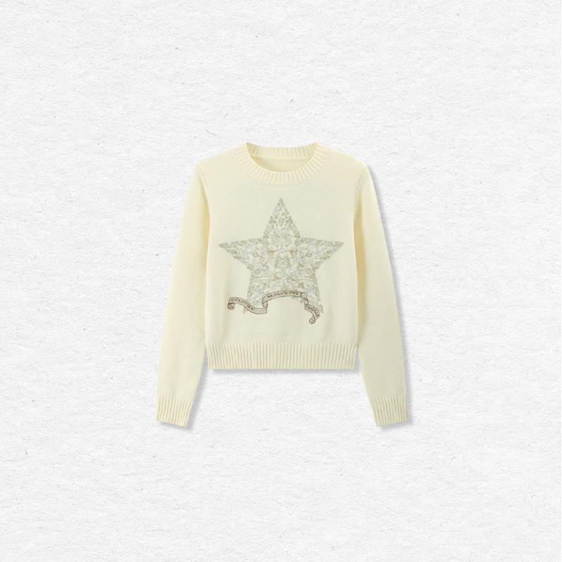 【絮语星芒】长袖高支冬季针织衫针织卡通毛针织衫针织衫绣花