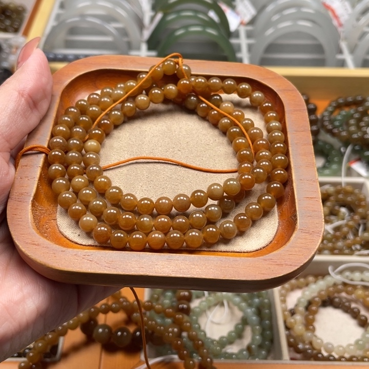 和田玉珠串6mm未镶嵌刘*满