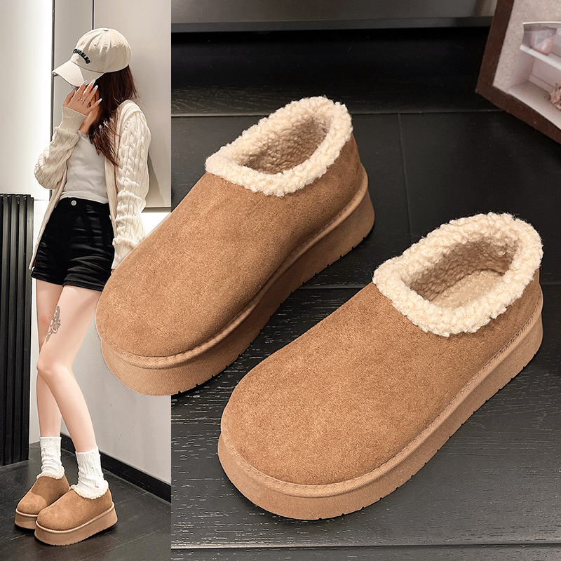 2025新款冬季加绒加厚保暖雪地靴男女一脚蹬小土豆棉鞋包头厚底