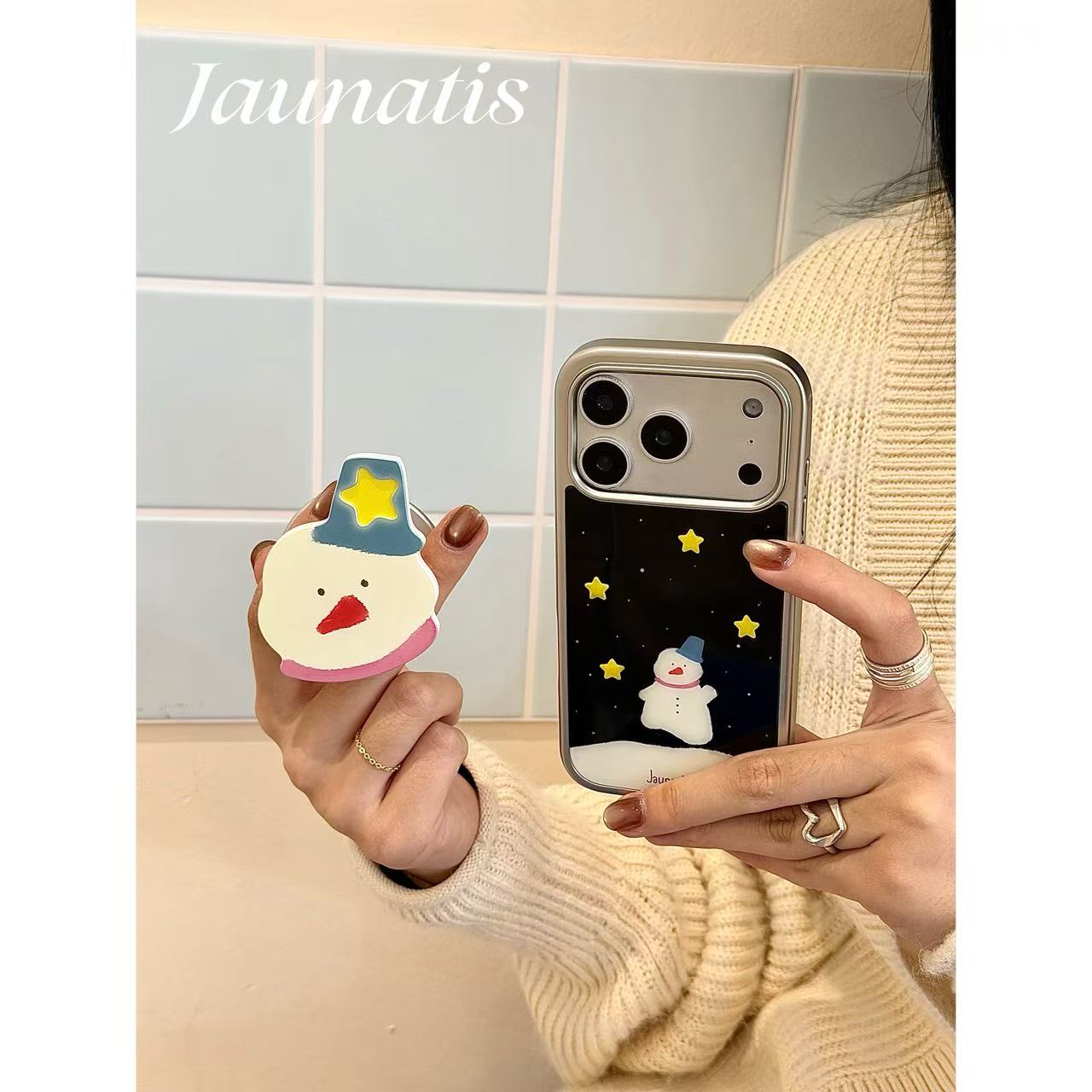 Jaunatis无尽之始原创大头雪人磁吸式气囊仿实木磁吸支架