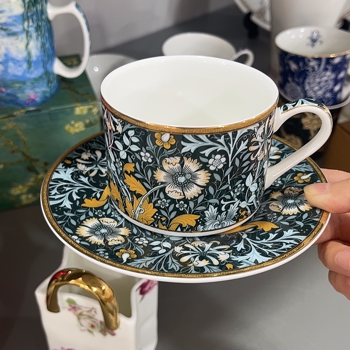 瓷片微瑕骨瓷海藻咖啡杯碟一个