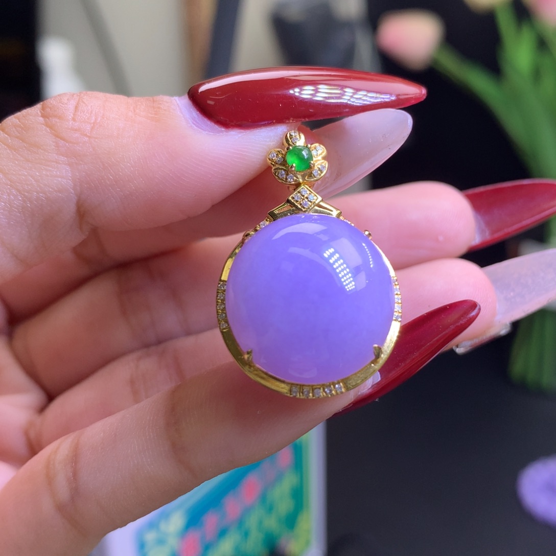 翡翠颈饰18K金镶嵌天然