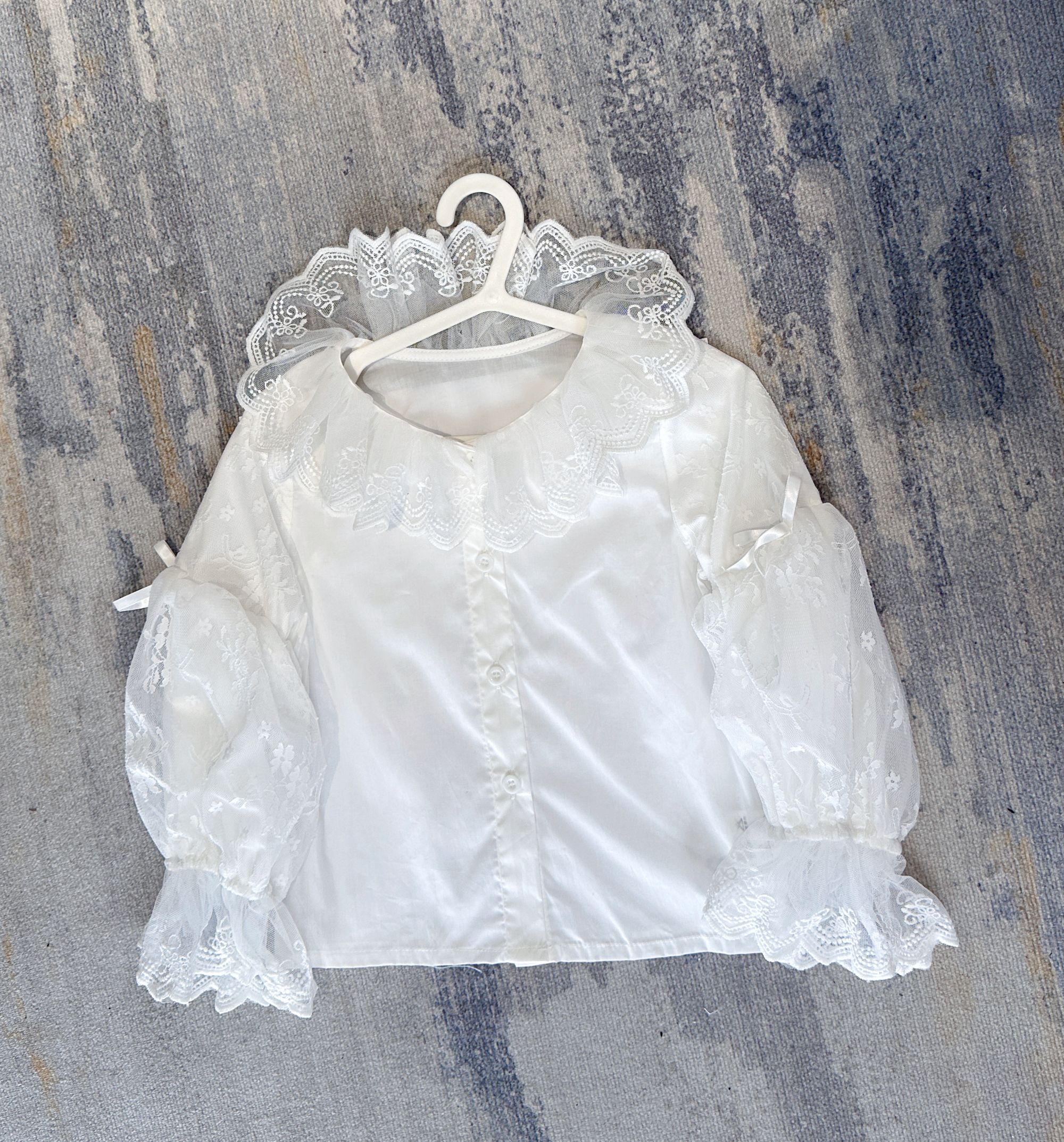 洛丽塔内搭公主风夏季长袖翻领圆领波点衬衫洛丽塔内搭白色韩版