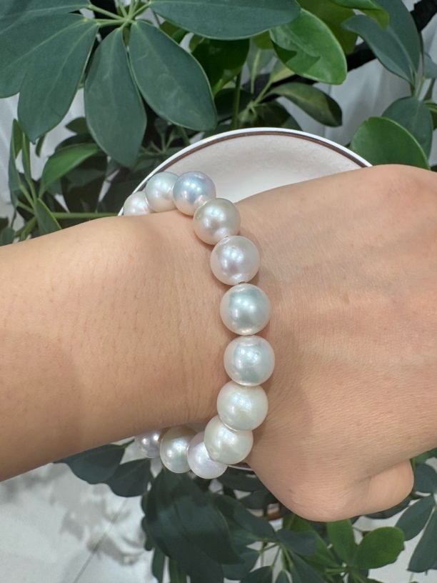 10-11mm白色正圆天然赫本风熊猫时尚手链