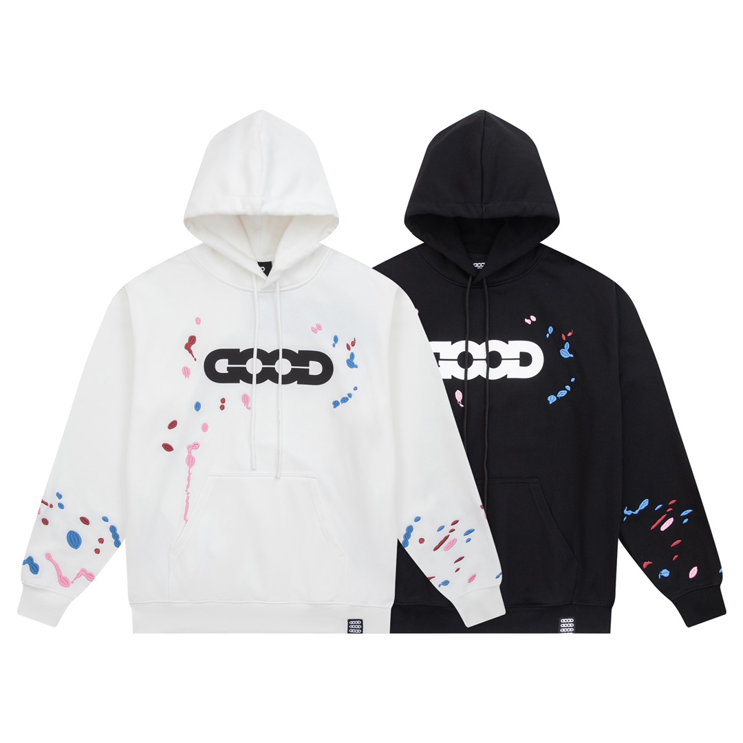 GOODBRAND 2024FW 糖果刺绣泼墨连帽卫衣 男女同款