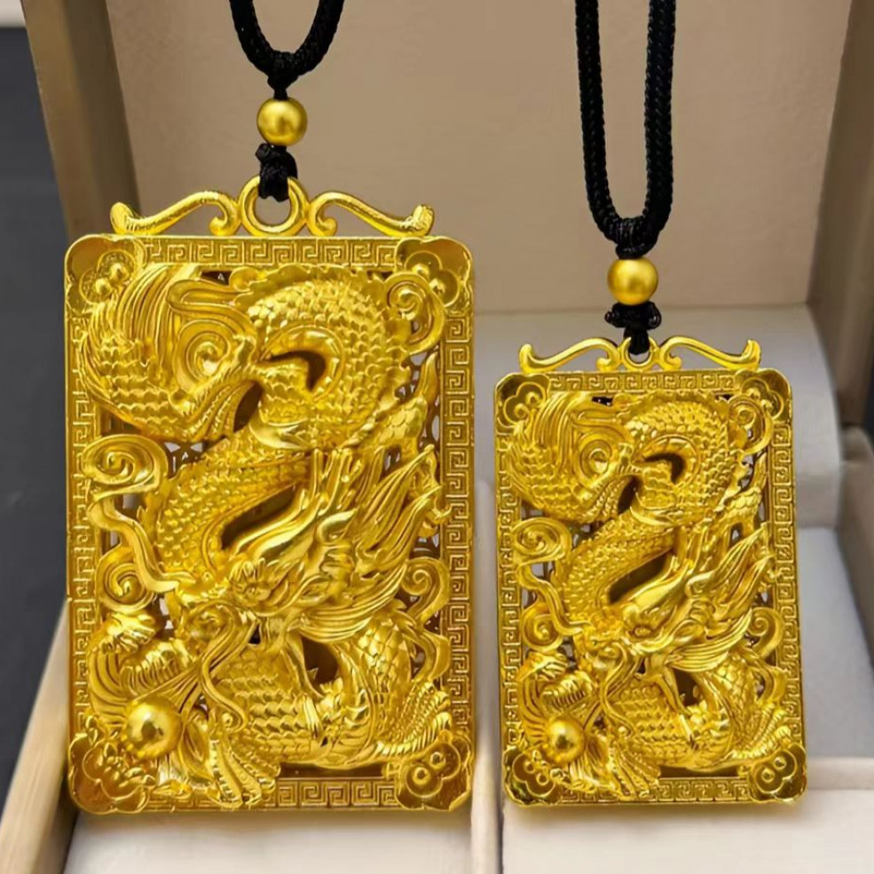 龙行天下龙牌时尚精美金色挂坠传承大气一帆风顺吊坠