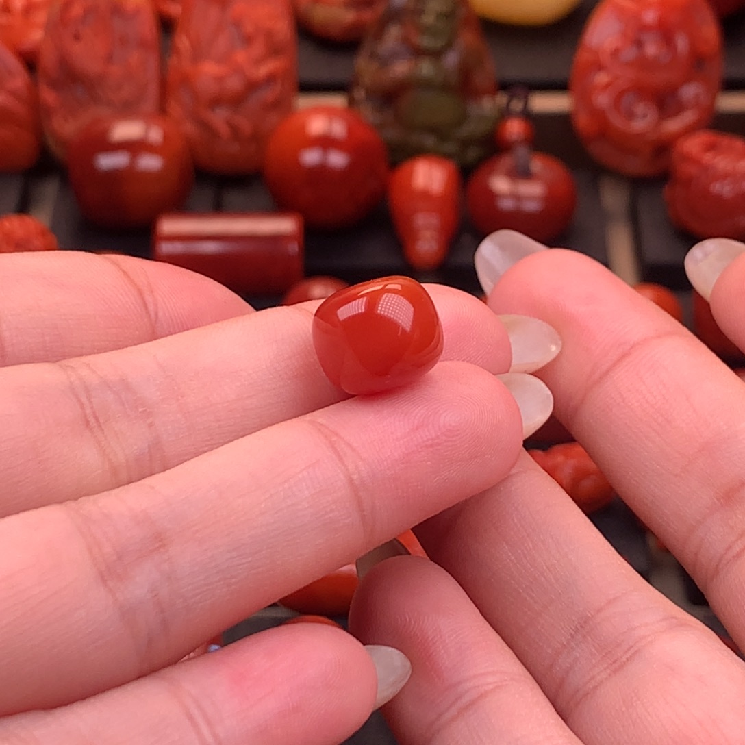 南红玛瑙未镶嵌原矿老型单珠12mm