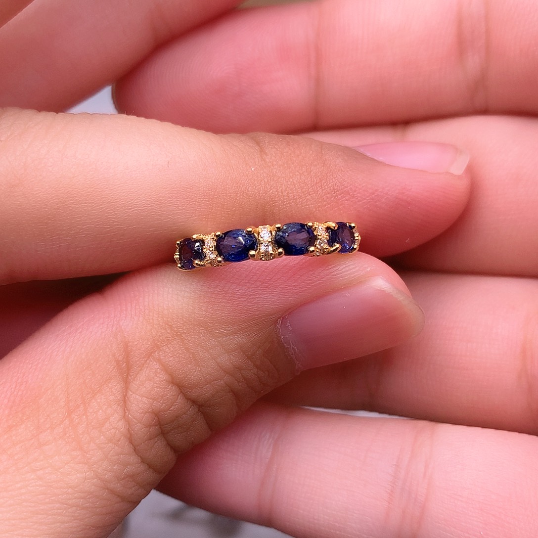 蓝宝石戒指银S925镶嵌