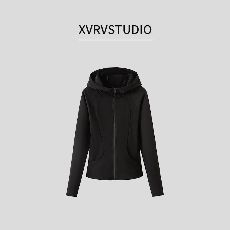 XVRV2025新款加厚连帽跑步运动外套女休闲防风修身显瘦保暖上衣