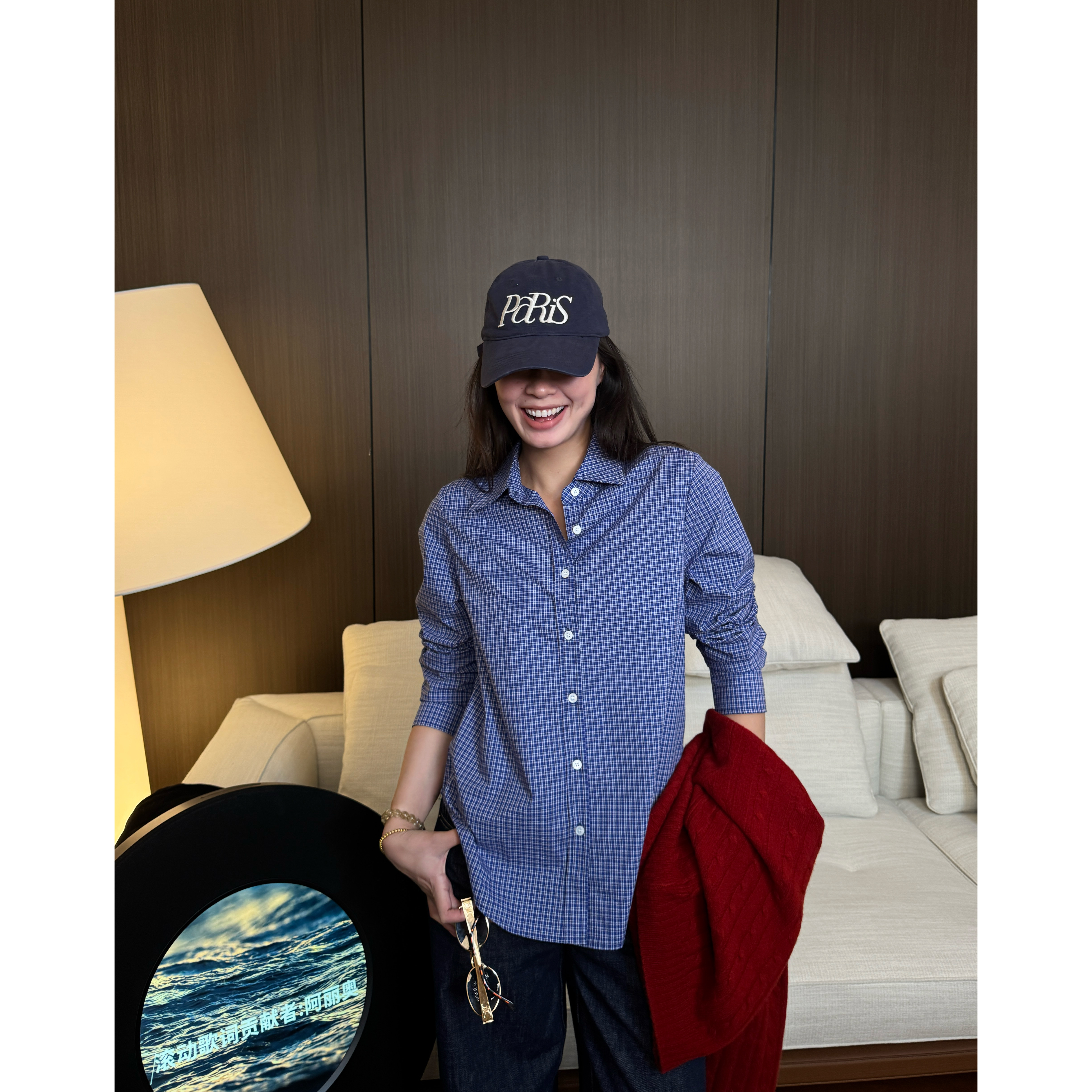 【随性早秋】纯棉长袖衬衫女装百搭显瘦设计感格子Y8270