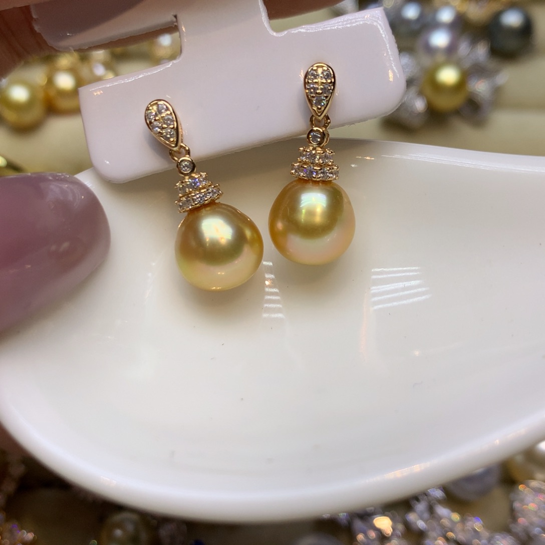 银S925镶嵌耳饰海水珍珠