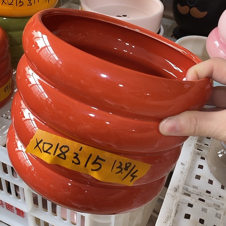 陶盆有孔 瑕疵针孔漏釉介意勿拍口 高