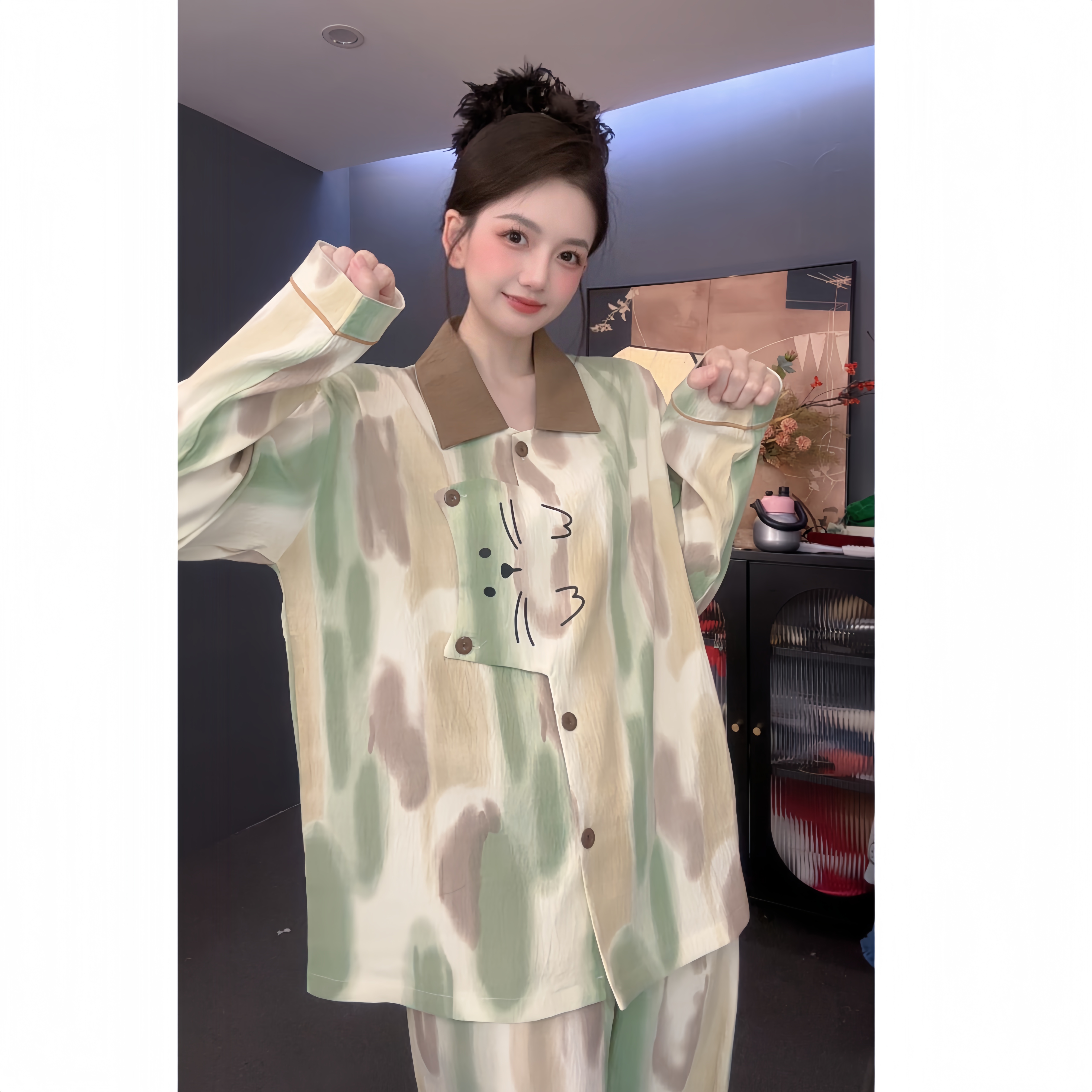 【精灵可露丽】原创设计卡通长袖家居服春秋可外穿设计感女睡衣套装