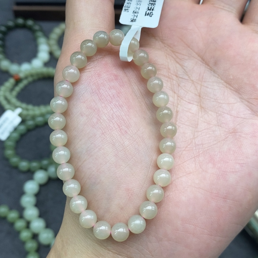 和田玉未镶嵌手链卡6藕粉