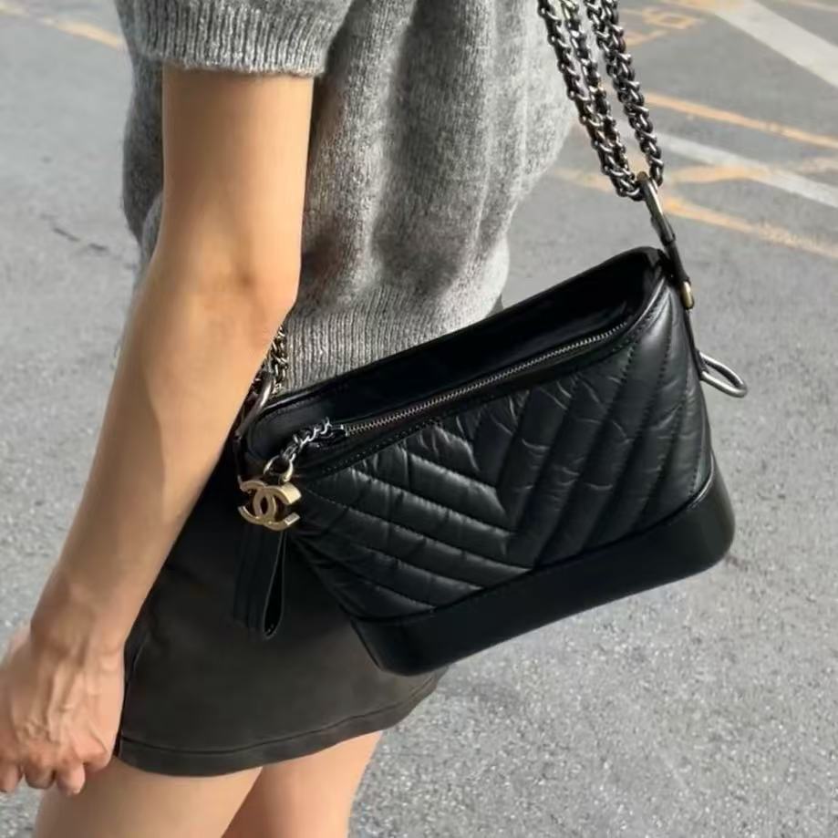 Chanel/香奈儿 单肩包 小号v纹流浪黑金 jm7567/2511