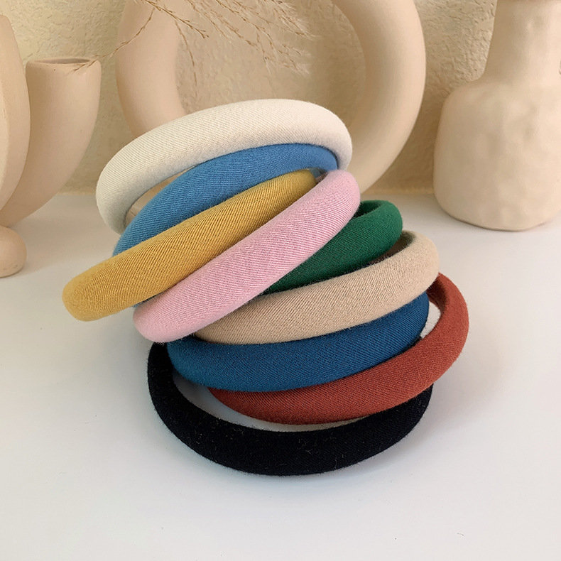 奶油色系海绵发箍少女百搭外出发卡网红增高颅顶头箍压发宽边发饰