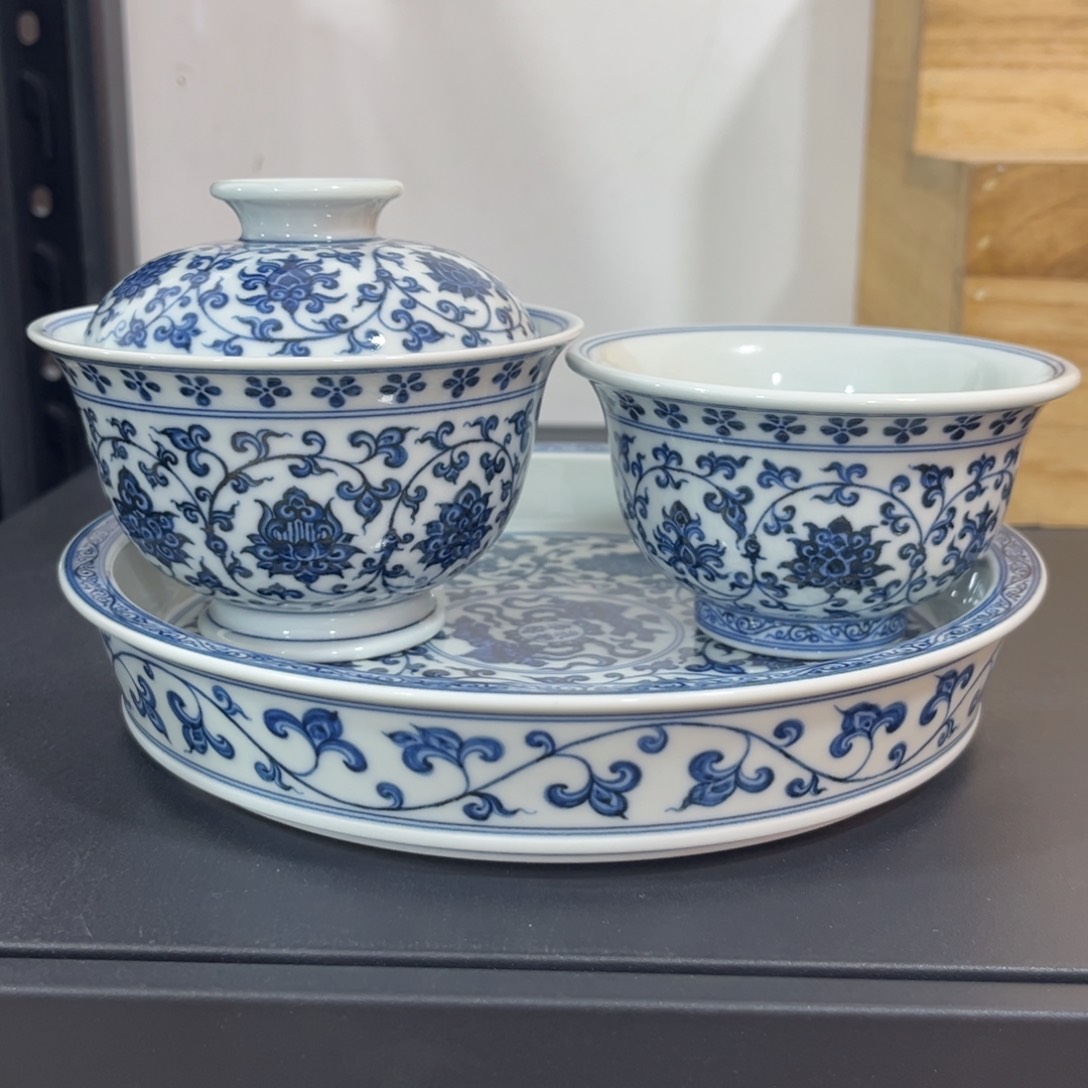 永乐经典青花缠枝莲三件套