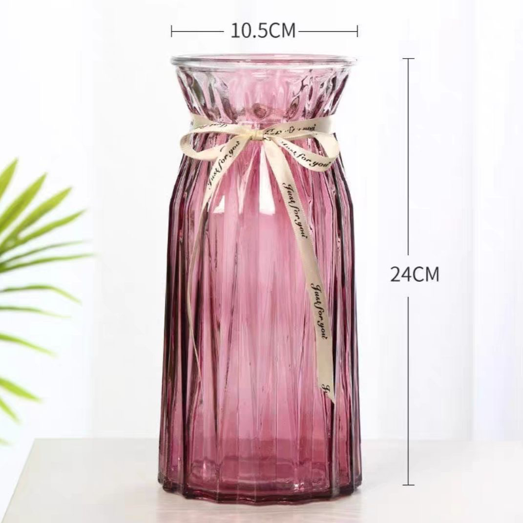 银柳创意花瓶玻璃透明瓶水养客厅摆件鲜花插花瓶北欧ins简约花瓶