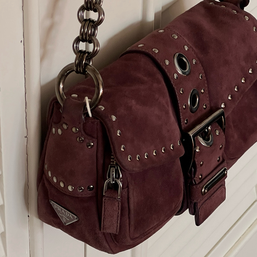 95新 Prada/普拉达 prada麂皮机车包 QX-15872734