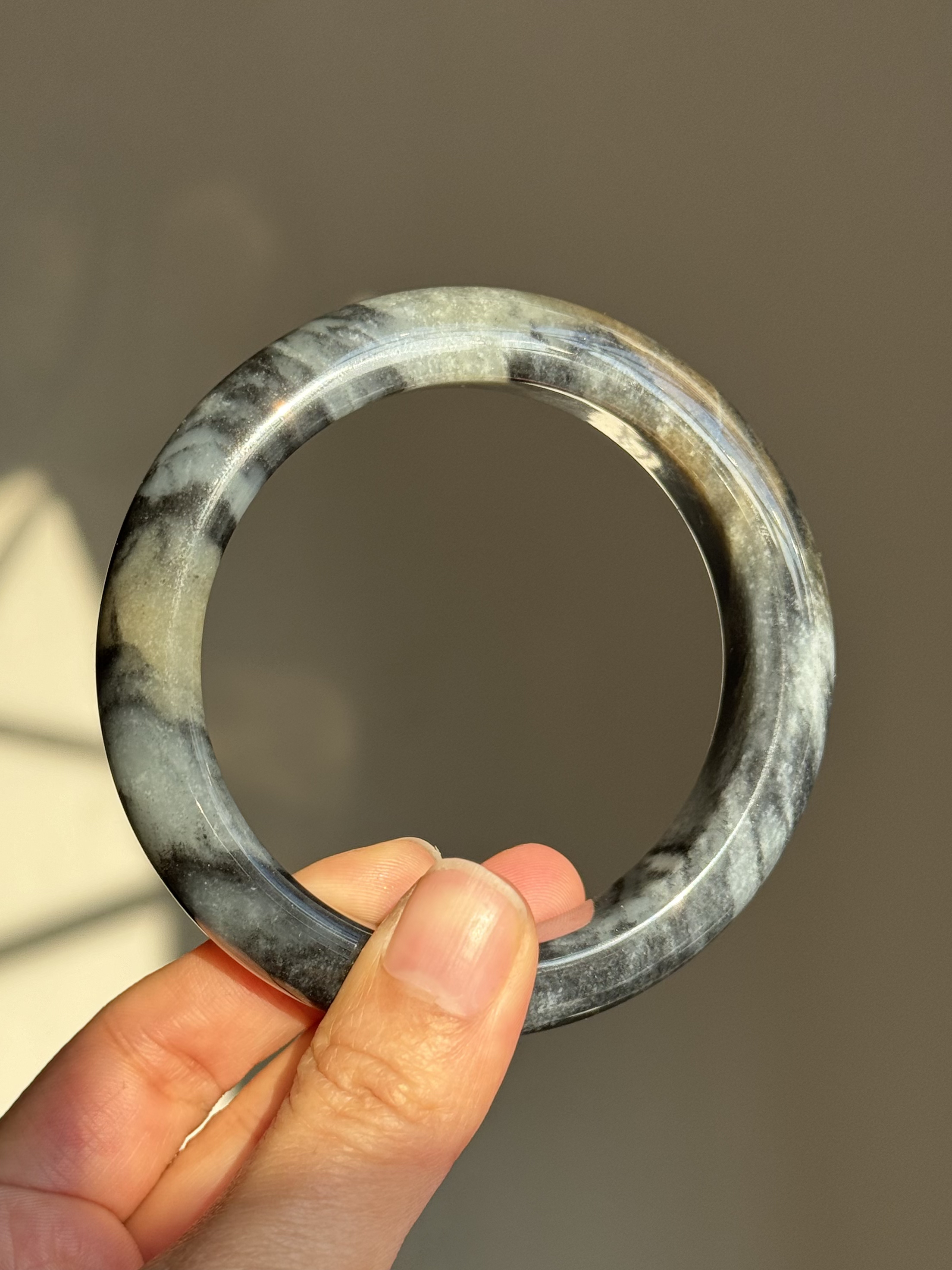 新疆和田玉楼兰三色青花正装手镯59圈