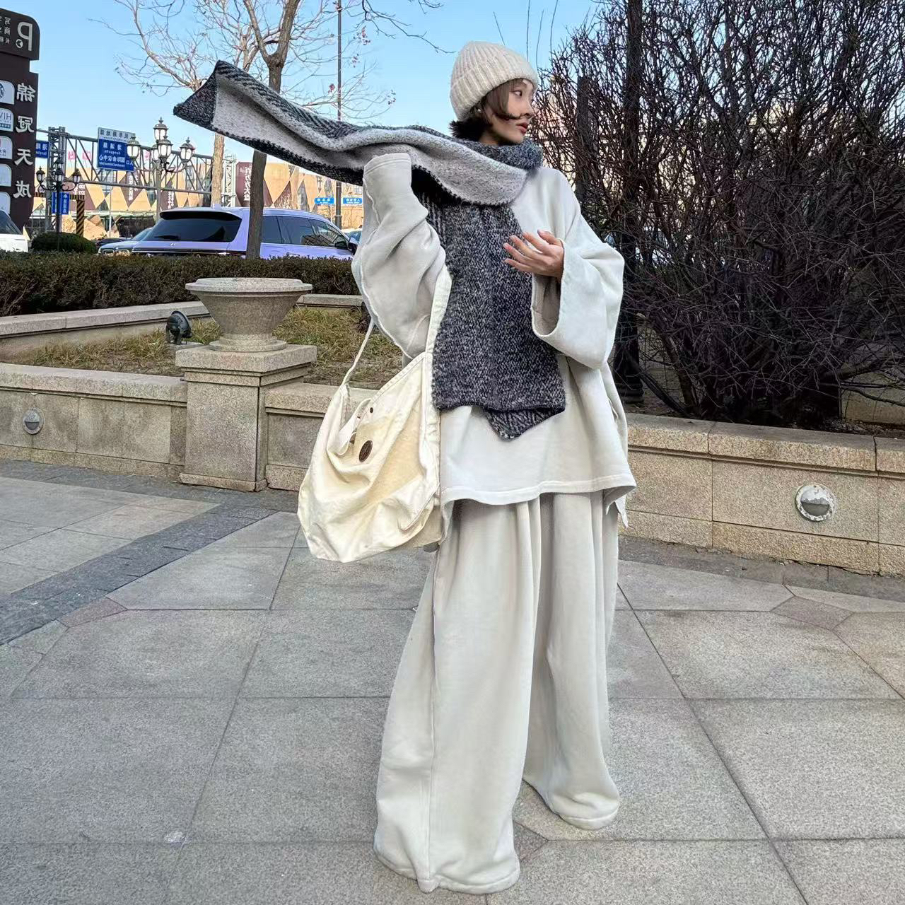 东大门新款套装高克加绒卫衣