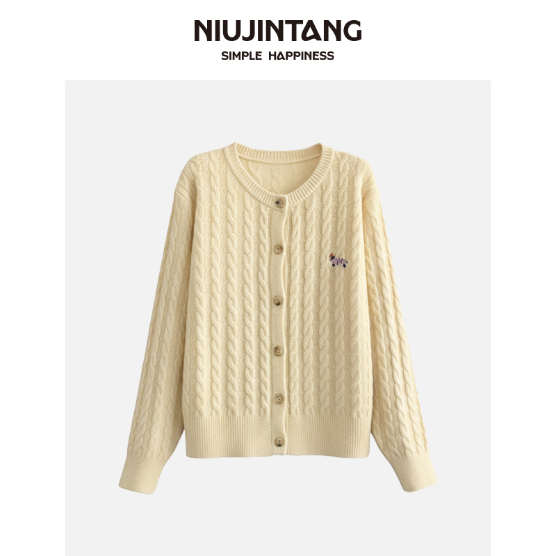 【NJT】2025年秋冬季时尚休闲宽松圆领针织长袖开衫毛衣HSD2543