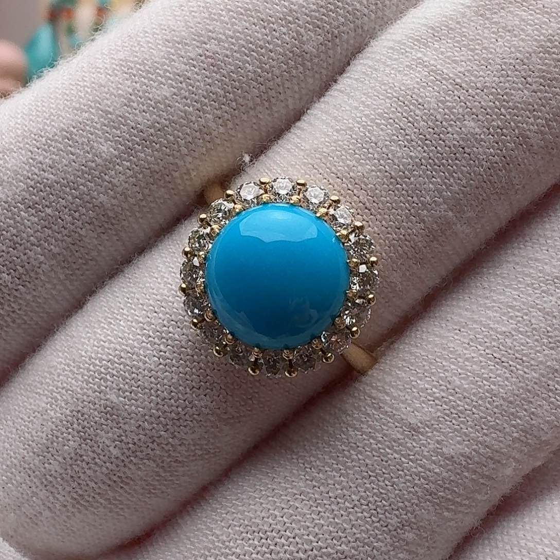 绿松石珠宝奇石18K金镶嵌尘*尘