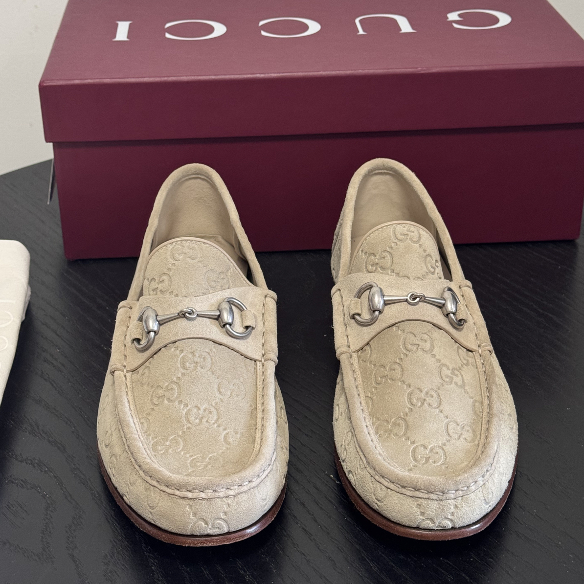 未使用 GUCCI/古驰 Gucci马衔扣满印loge 乐福鞋 43码