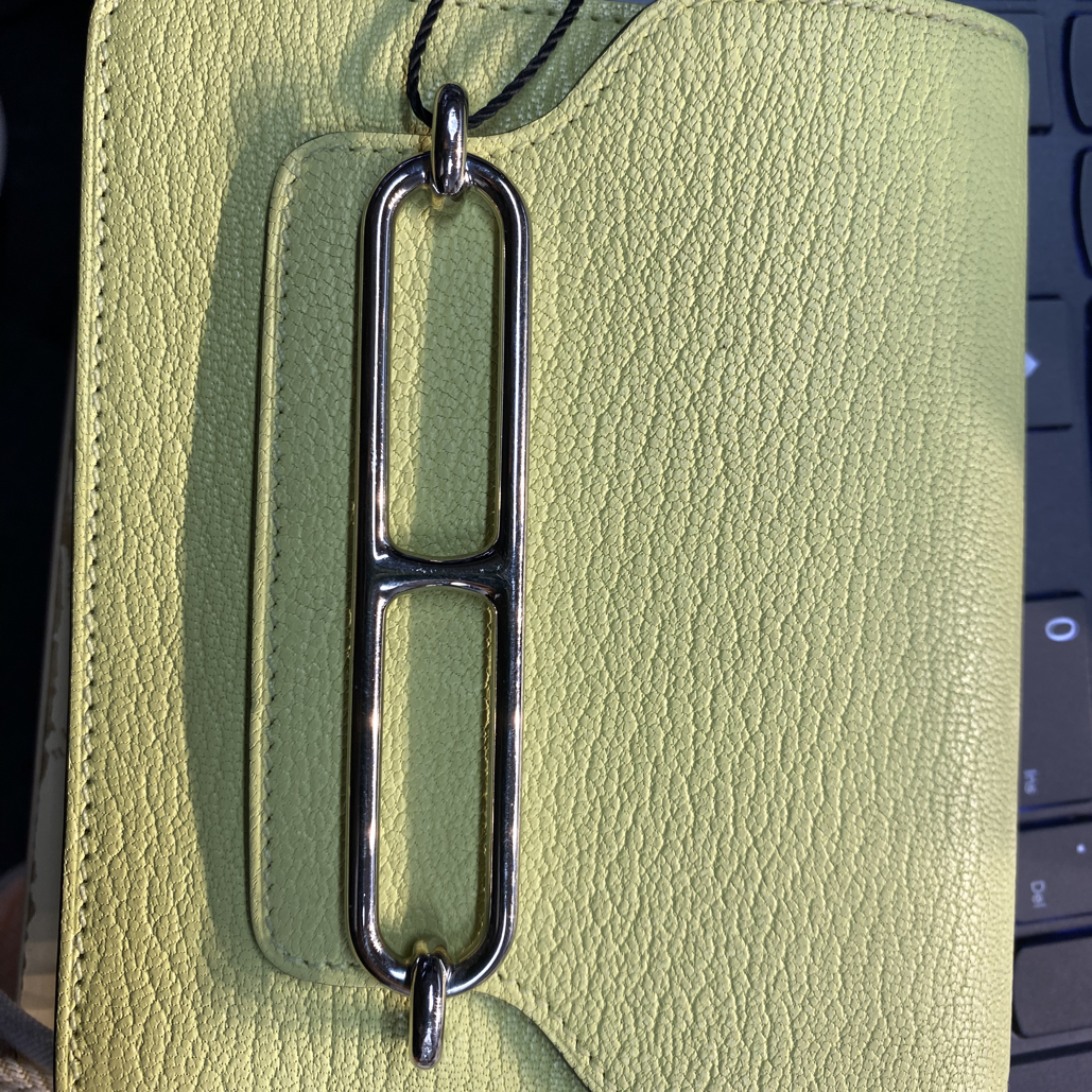 99新 Hermes/爱马仕 HZ爱马仕猪鼻子slim嫩芽黄钱包Z刻