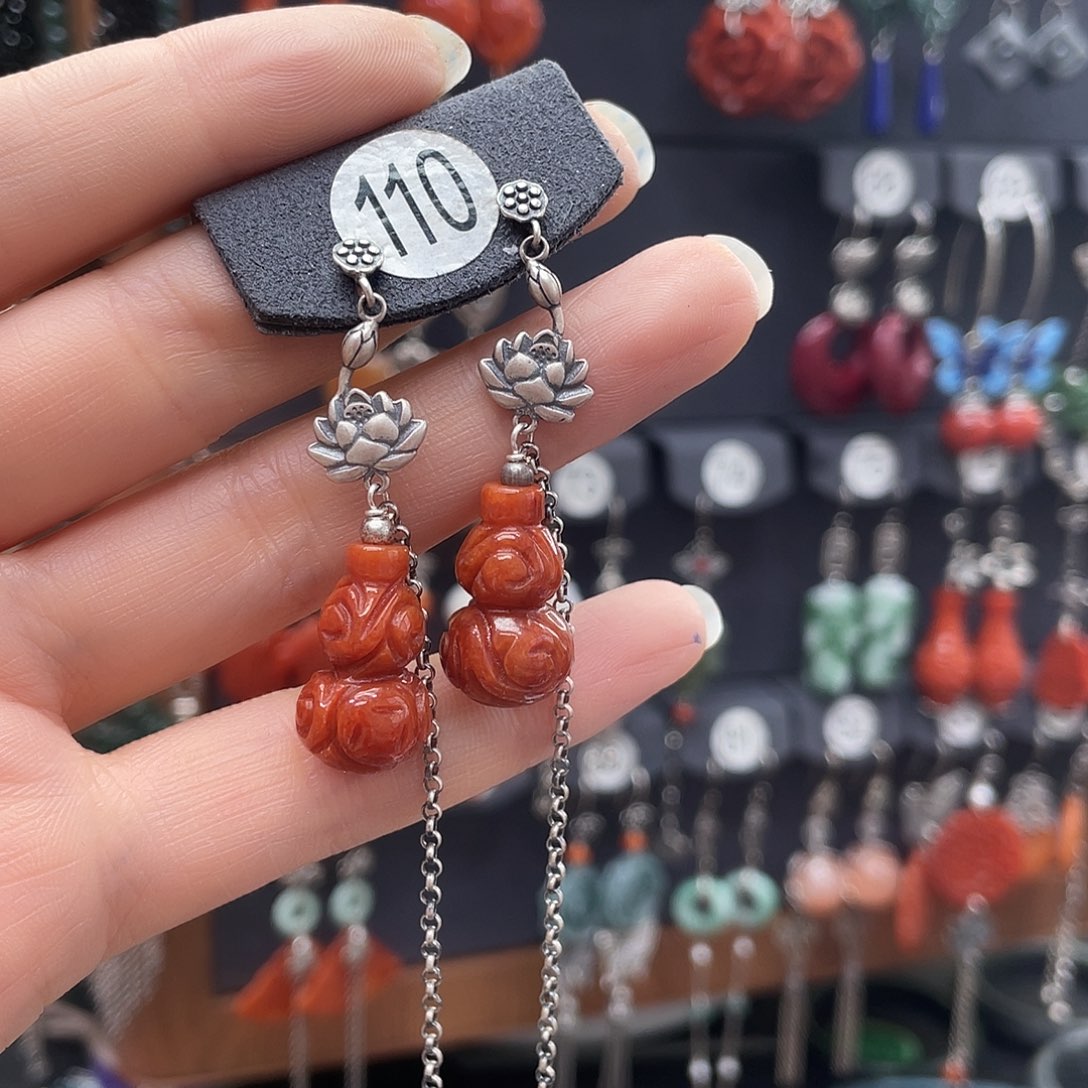 翡翠耳饰银S925镶嵌雪*449hbjhjj