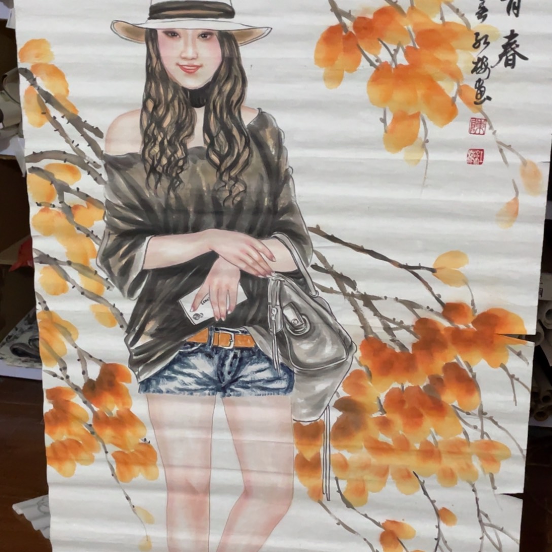 国画纯手绘的山水花鸟