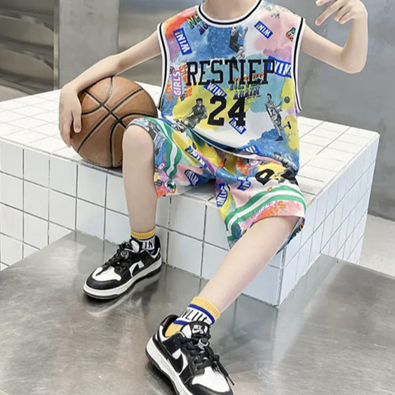 儿童套装2025男童夏季新品套装女童韩版5501中大童速干运动两件套